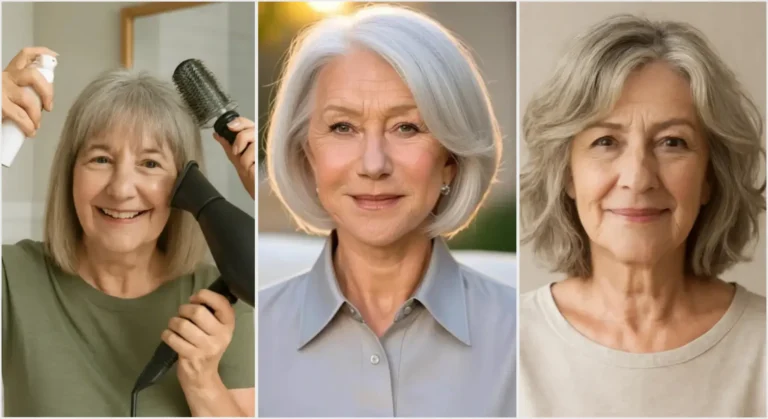 35 Hairstyles for Women Over 60 with Sleek Hair and Grace