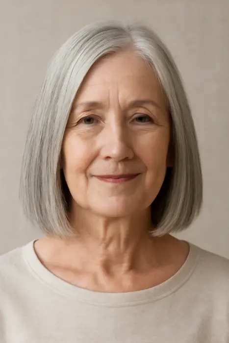 35 Hairstyles for Women Over 60 with Sleek Hair and Grace 20 Air-Dried Straight Bob