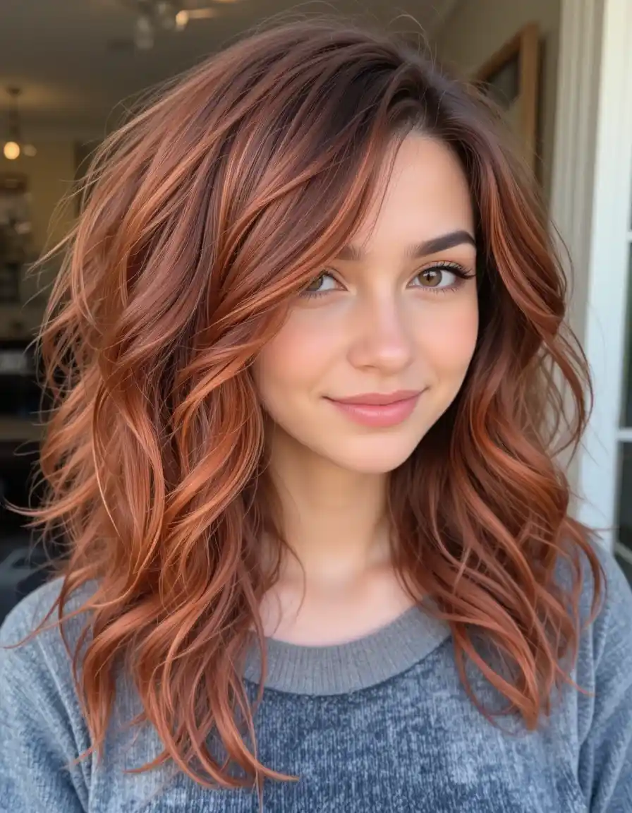 Highlighted Bob That Pops in the Sun Auburn Blend with Summer Spice
