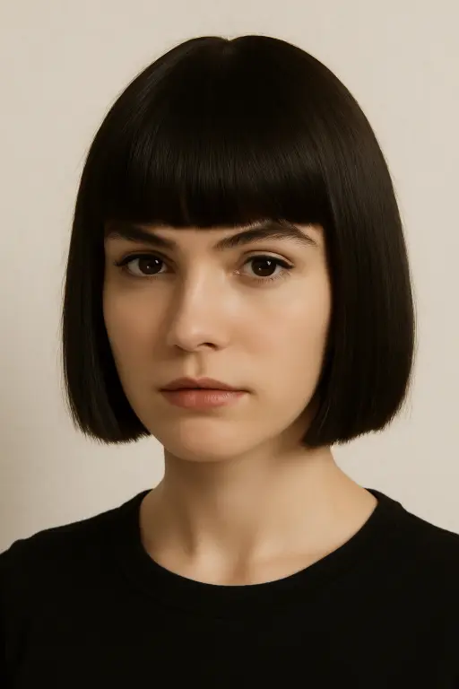 Blunt Cut Bob with Full Fringe Blunt Cut Bob with Full Fringe