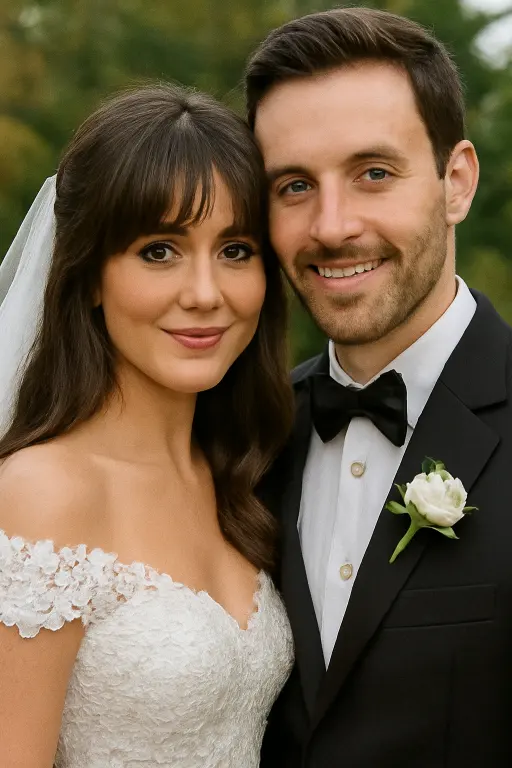 Classic Brunette Waves with Blended Bangs Classic Brunette Waves with Blended Bangs