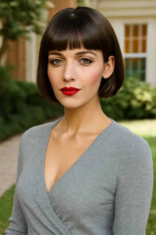 Classic Short Bob with Blunt Bangs Classic Short Bob with Blunt Bangs