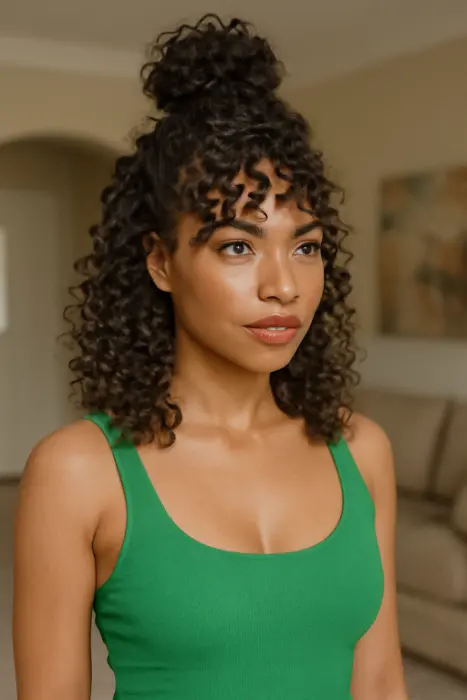 43 Stunning & Fresh Summer Hairstyles for Black Women 16 Curly Half-Updo – Easy & Stylish