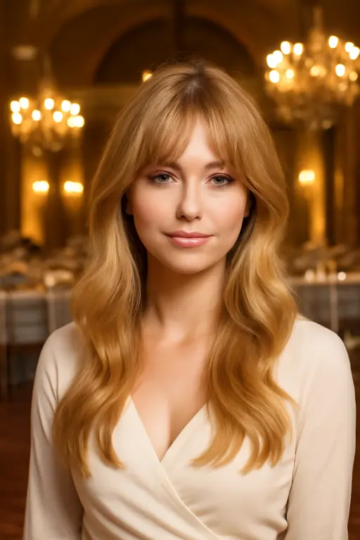 Long Honey Blonde Layers with Soft Curtain Bangs Long Honey Blonde Layers with Soft Curtain Bangs