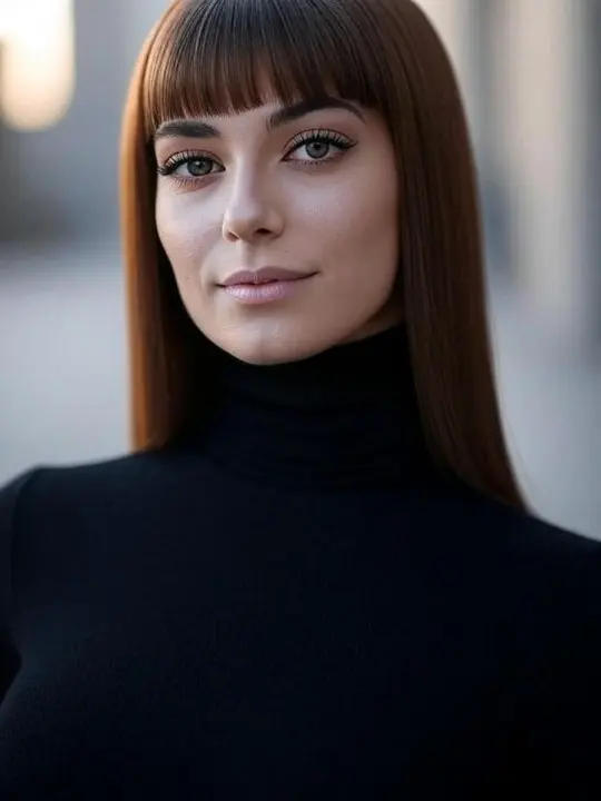 Long Straight Cut with Bangs Long Straight Cut with Bangs