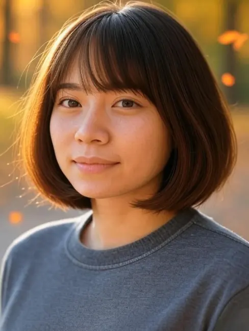 Medium Length Bob with Wispy Fringed Bangs Medium Length Bob with Wispy Fringed Bangs