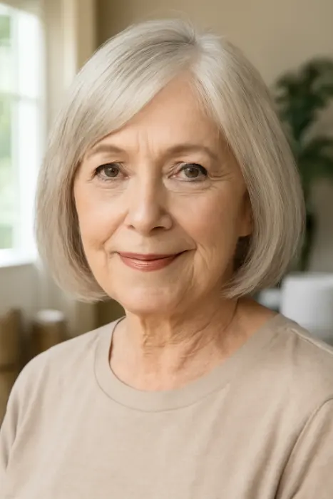 35 Hairstyles for Women Over 60 with Sleek Hair and Grace 3 Rounded Lob for Straight Hair