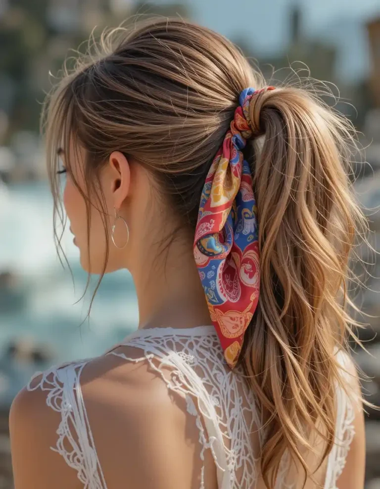 Scarf Ponytail That Pops with Color Scarf Ponytail That Pops with Color