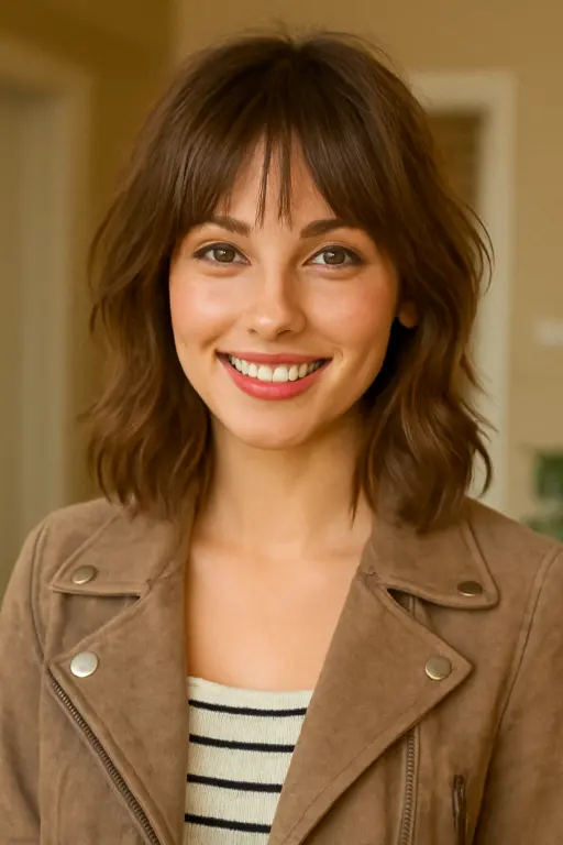 Shaggy Layered Cut with Wispy Bangs Shaggy Layered Cut with Wispy Bangs