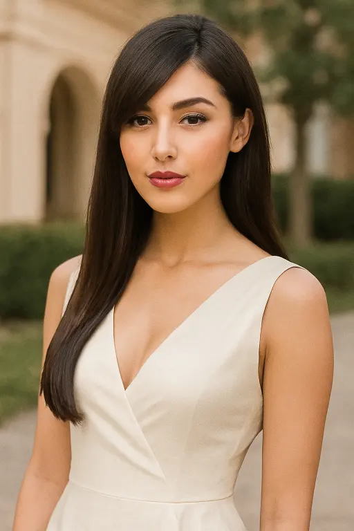 Sleek Long Hair with Side-Parted Bangs Sleek Long Hair with Side-Parted Bangs