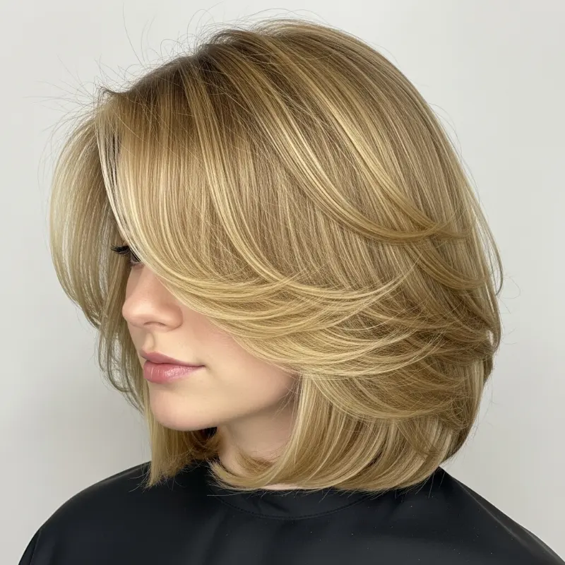 Soft Feathered Bob with Face-Framing Layers Soft Feathered Bob with Face-Framing Layers
