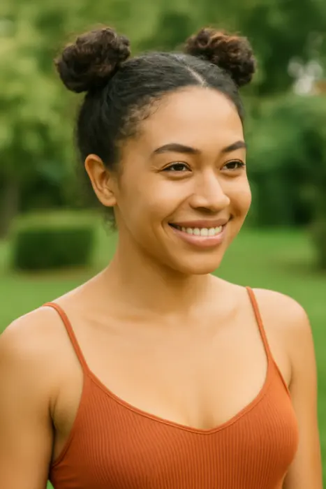 43 Stunning & Fresh Summer Hairstyles for Black Women 3 Space Buns – Fun & Trendy
