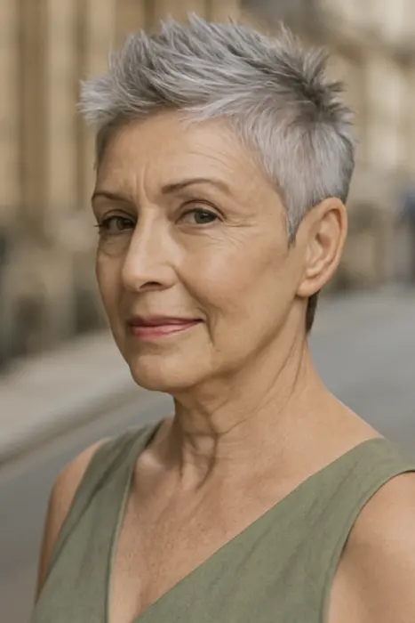 35 Hairstyles for Women Over 60 with Sleek Hair and Grace 10 Spiky Pixie with Undercut