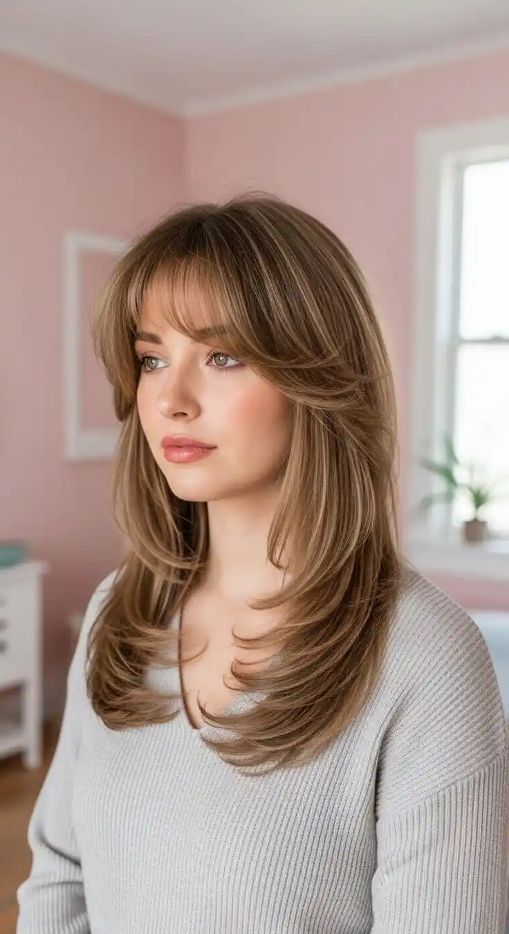 feathered fringe with long layers feathered fringe with long layers