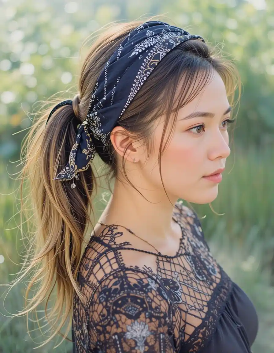 Bandana Hairstyle for a Retro Touch Bandana Hairstyle for a Retro Touch