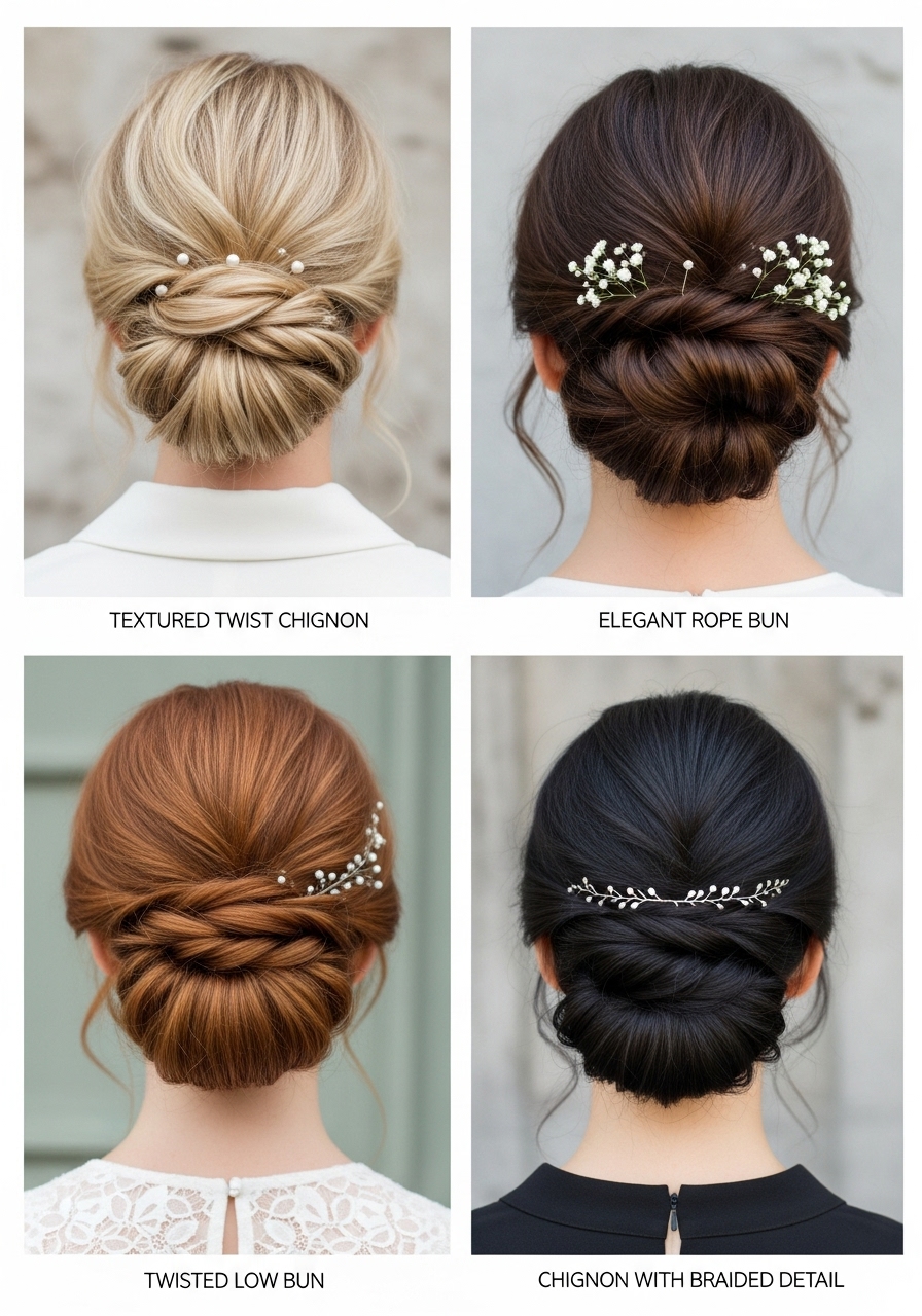 Bridesmaid hairstyles with Twisted Rope Chignon Bridesmaid hairstyles with Twisted Rope Chignon