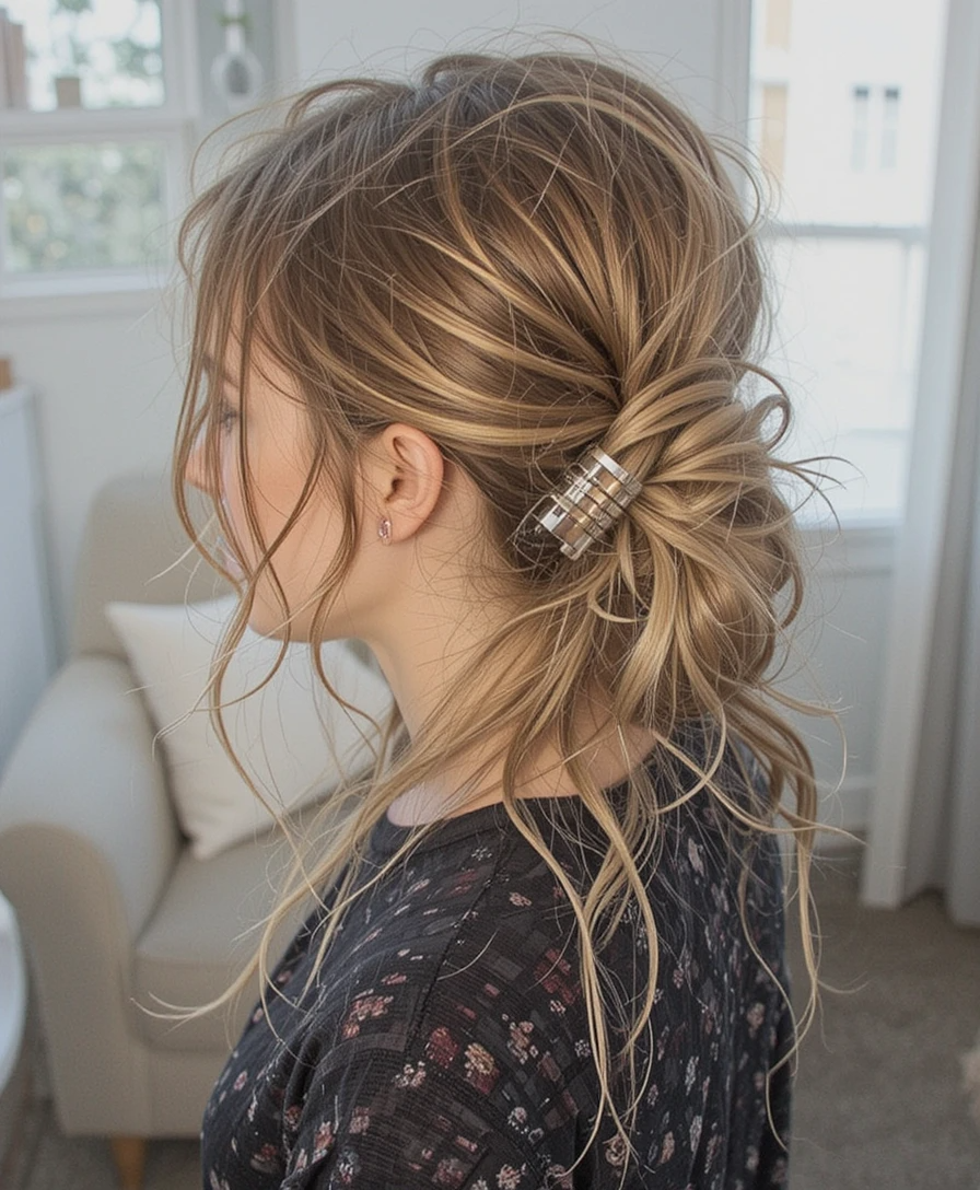 Claw Clip Messy Side Bun Claw Clip Messy Side Bun