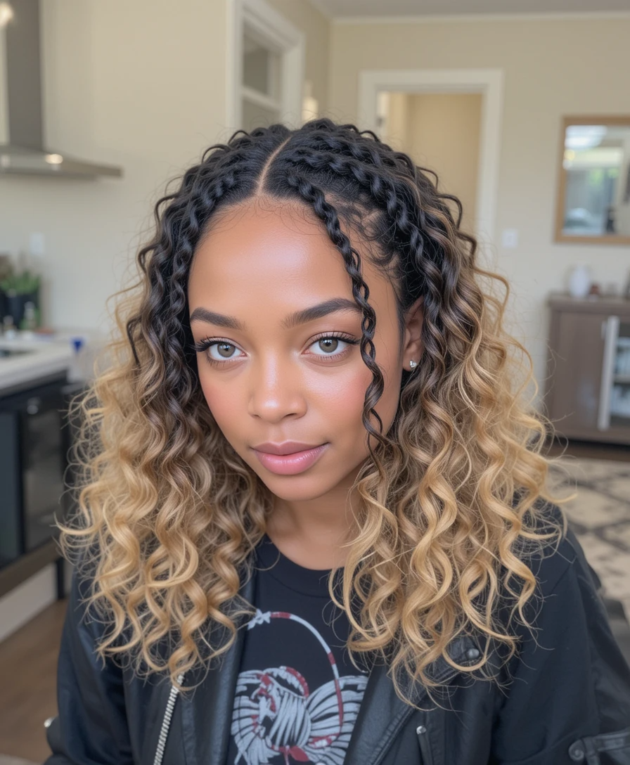 Cornrows with Curly Ends Cornrows with Curly Ends