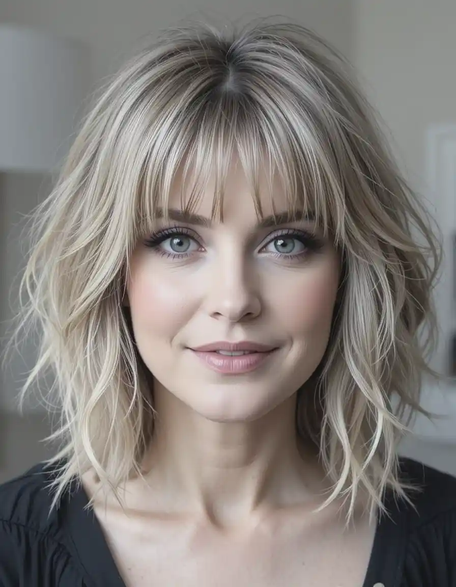 Cropped Wispy Layers with Bangs for Texture Cropped Wispy Layers with Bangs for Texture