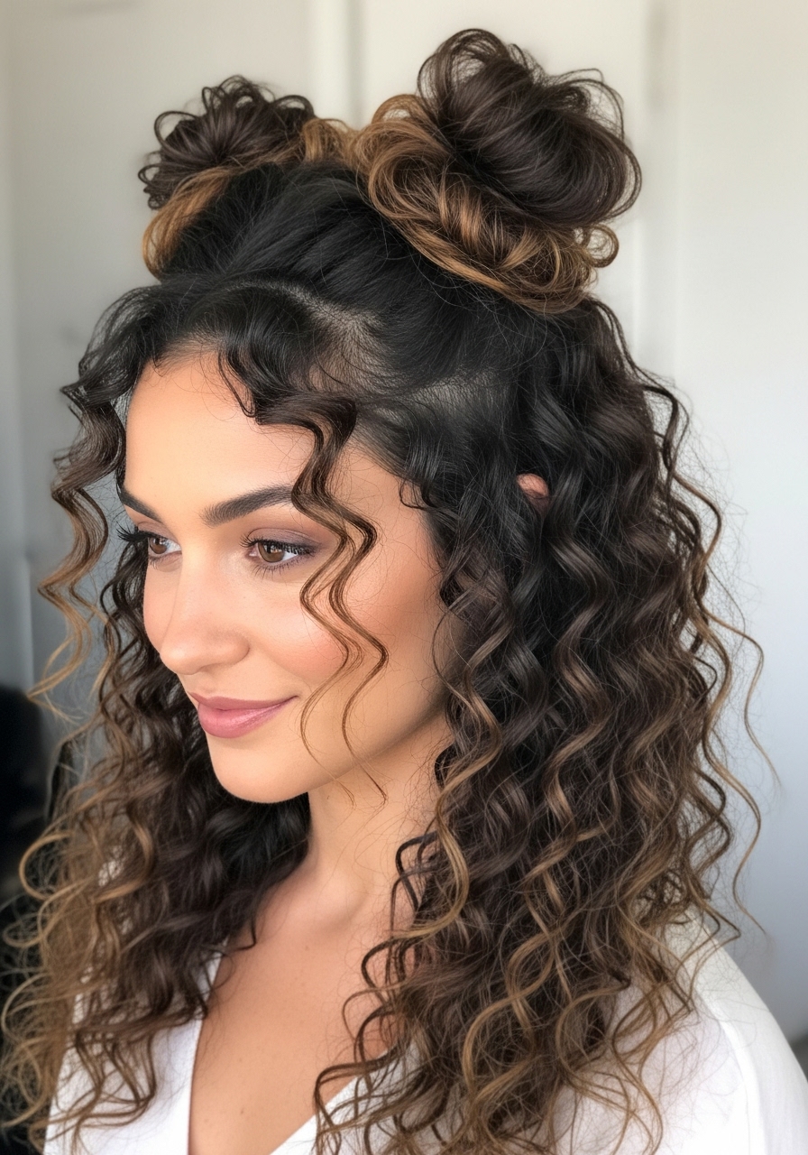 Curly Half-Up Space Buns Curly Half-Up Space Buns