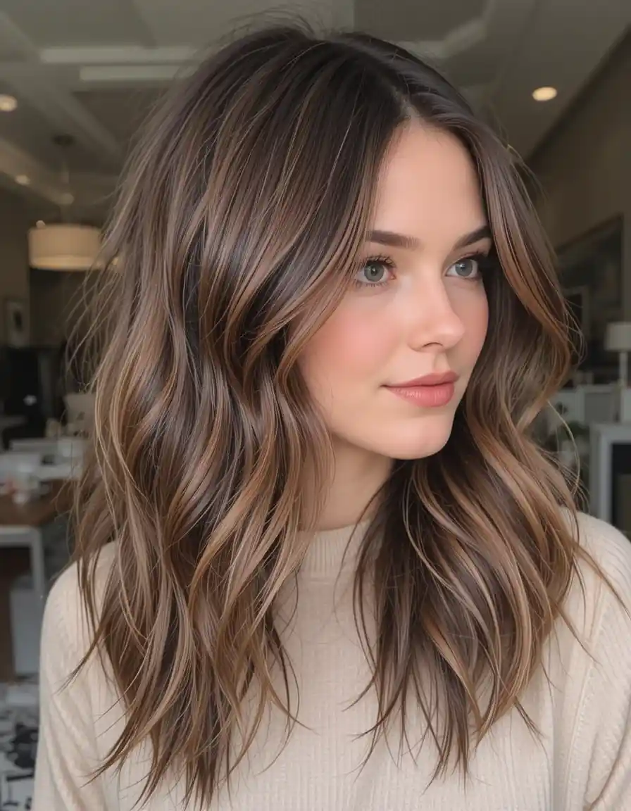 Dark Brown with Honey Highlights Dark Brown with Honey Highlights