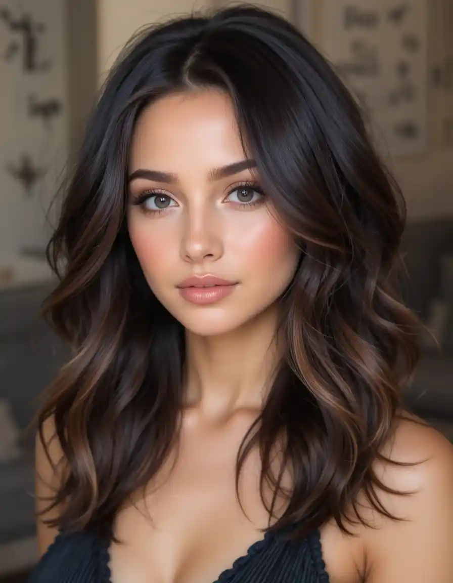 Dark Brunette with Face-Framing Lowlights Dark Brunette with Face-Framing Lowlights