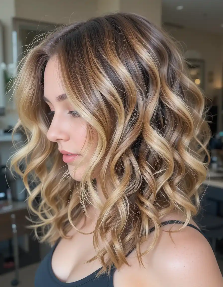 Golden Toned Highlights on Curls Golden Toned Highlights on Curls