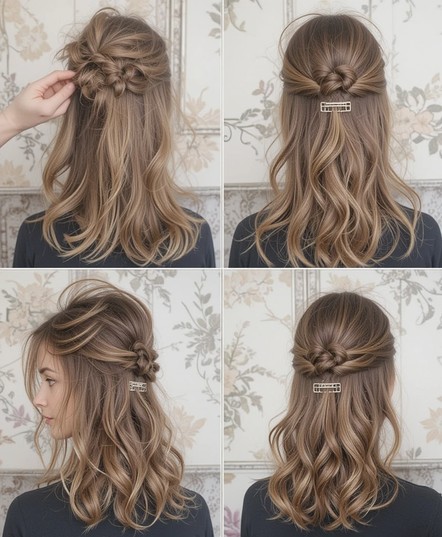 Half-Up Half-Down with Claw Clip Half-Up Half-Down with Claw Clip