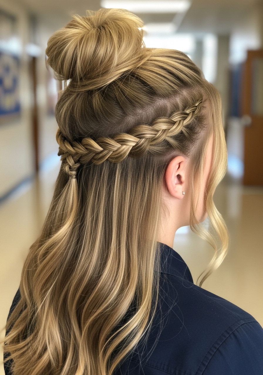 Half-Up Top Knot with Braids Half-Up Top Knot with Braids
