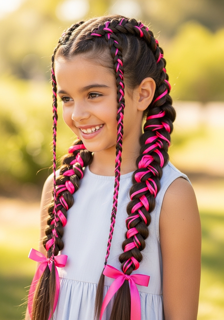 Kids Hairstyles with Ribbon Braids Kids Hairstyles with Ribbon Braids