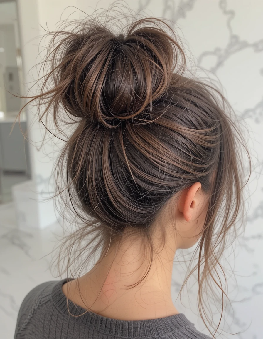 Messy Bun with Texture and Lift Messy Bun with Texture and Lift
- cute summer hairstyle ideas