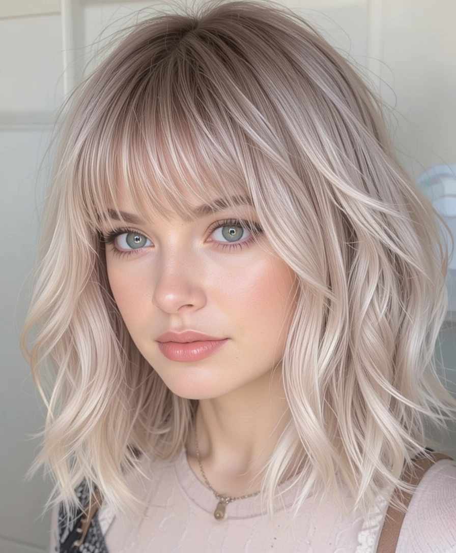 Pearl Platinum Curtain Bangs Pearl Platinum Curtain Bangs