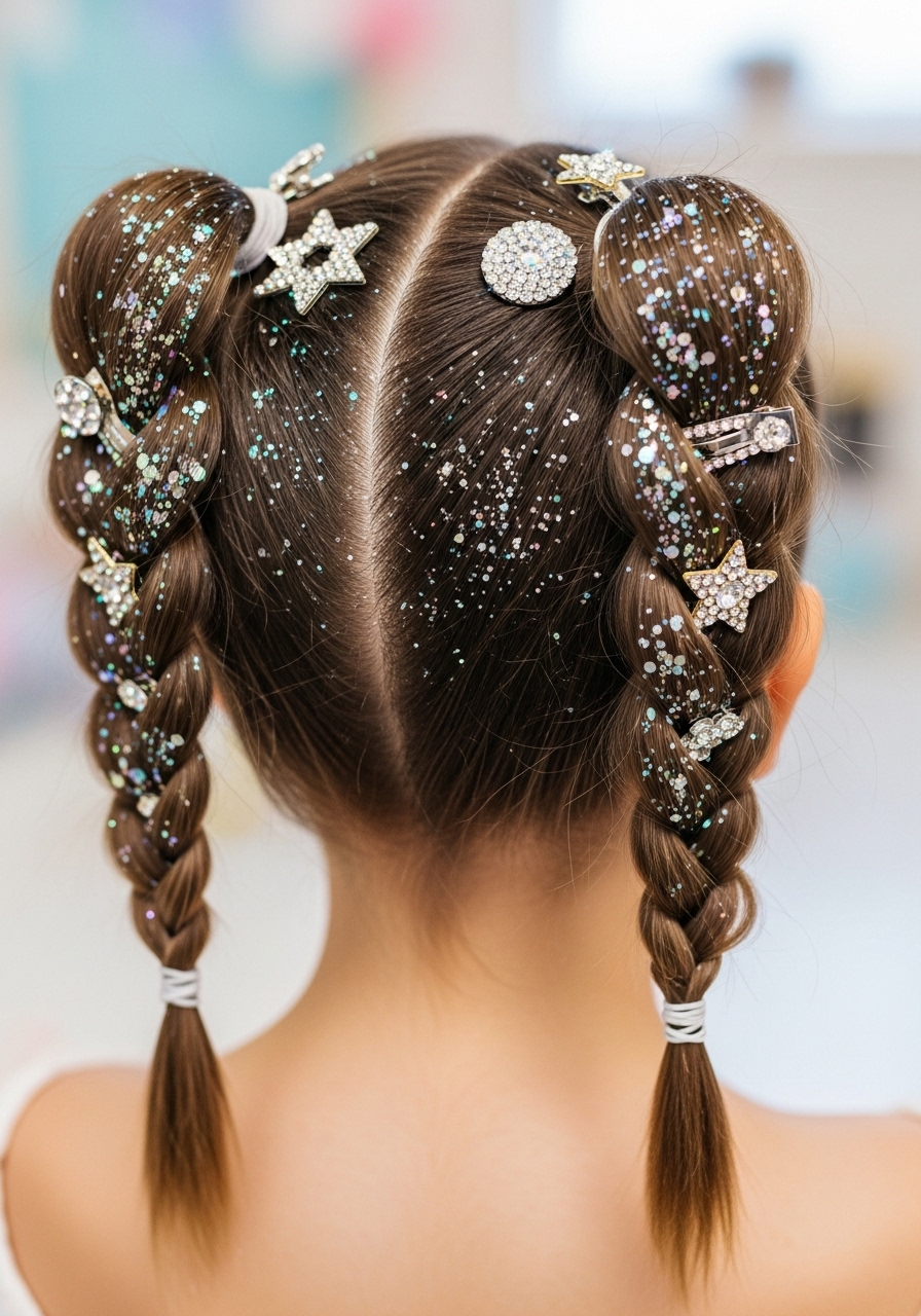 Piggy Tail Twists with Sparkles Piggy Tail Twists with Sparkles