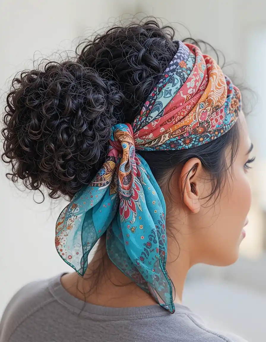 Scarf-Tied Updo for Summer Vibes Scarf-Tied Updo for Summer Vibes