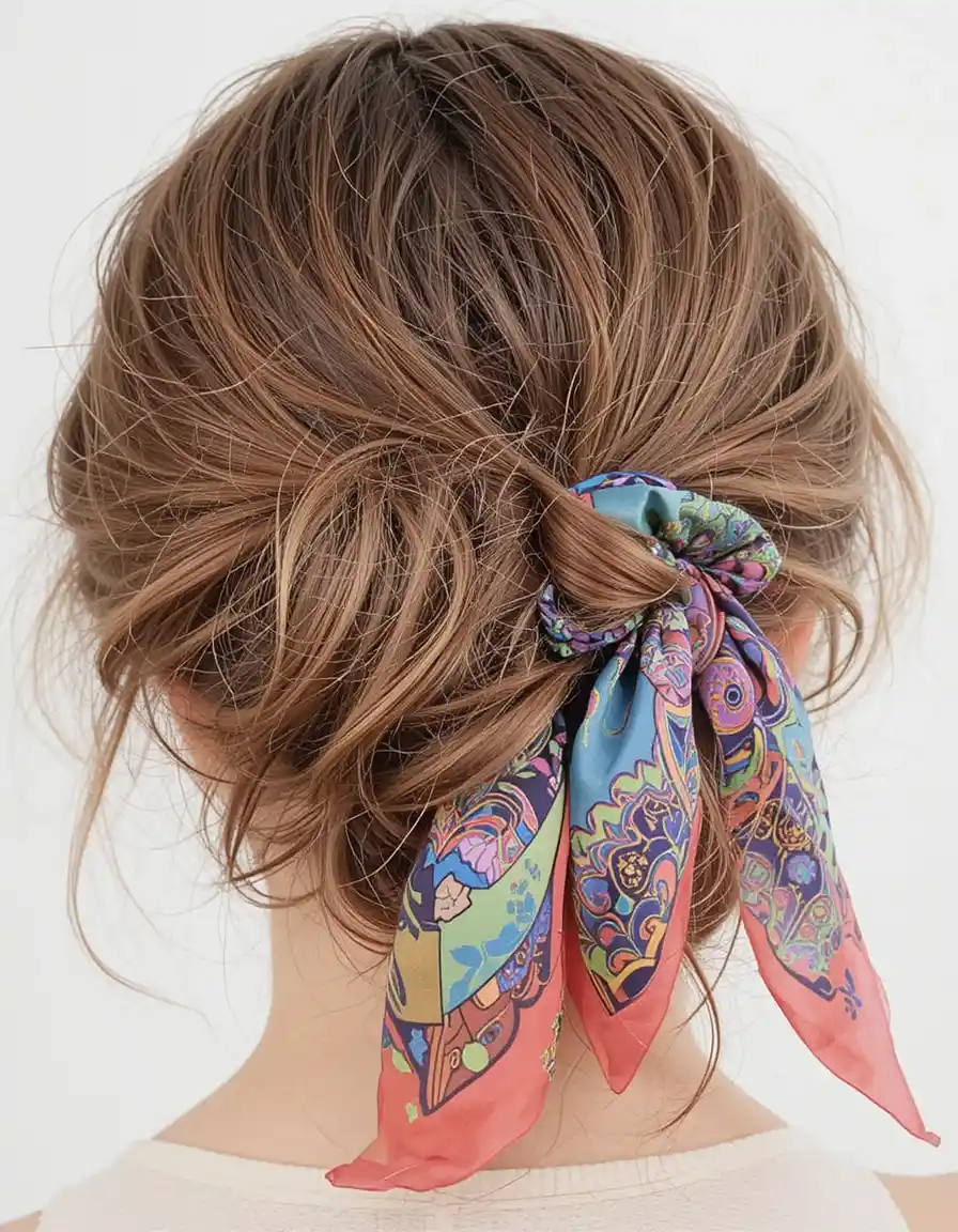 Scarf Updo That Adds Color and Style Scarf Updo That Adds Color and Style