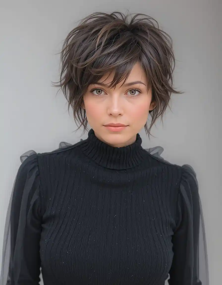 Shaggy Layered Pixie with Piecey Bangs for Edge Shaggy Layered Pixie with Piecey Bangs for Edge