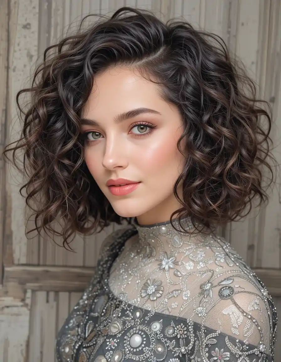 Short Curly Bob with Layered Movement Short Curly Bob with Layered Movement