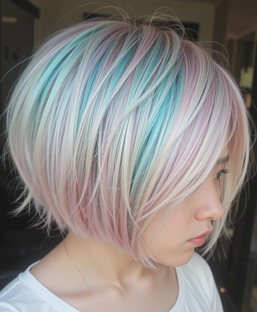 Short Hairstyles with Color-Pop Highlights Short Hairstyles with Color-Pop Highlights