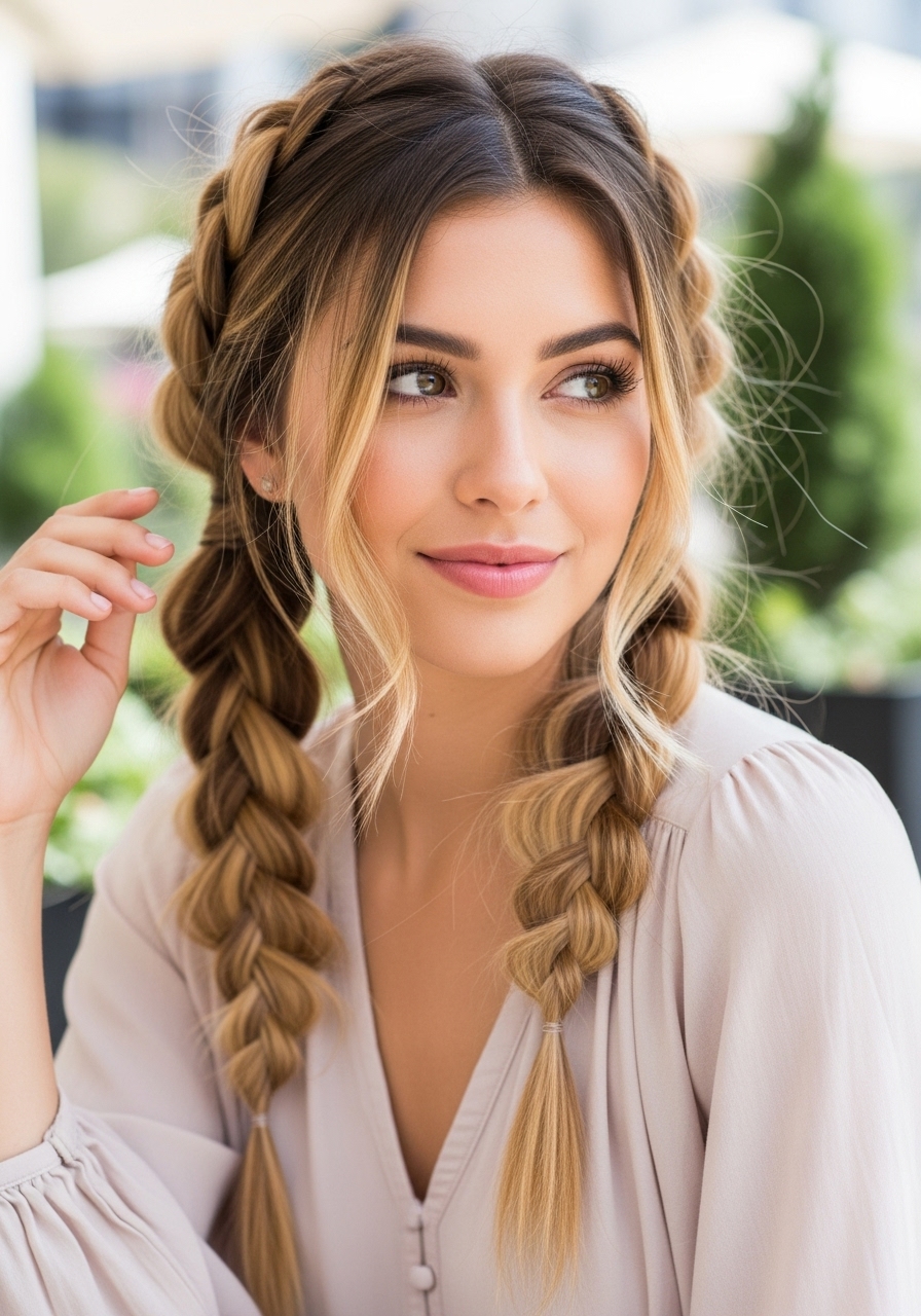 Side-Swept Braided Pigtails Side-Swept Braided Pigtails