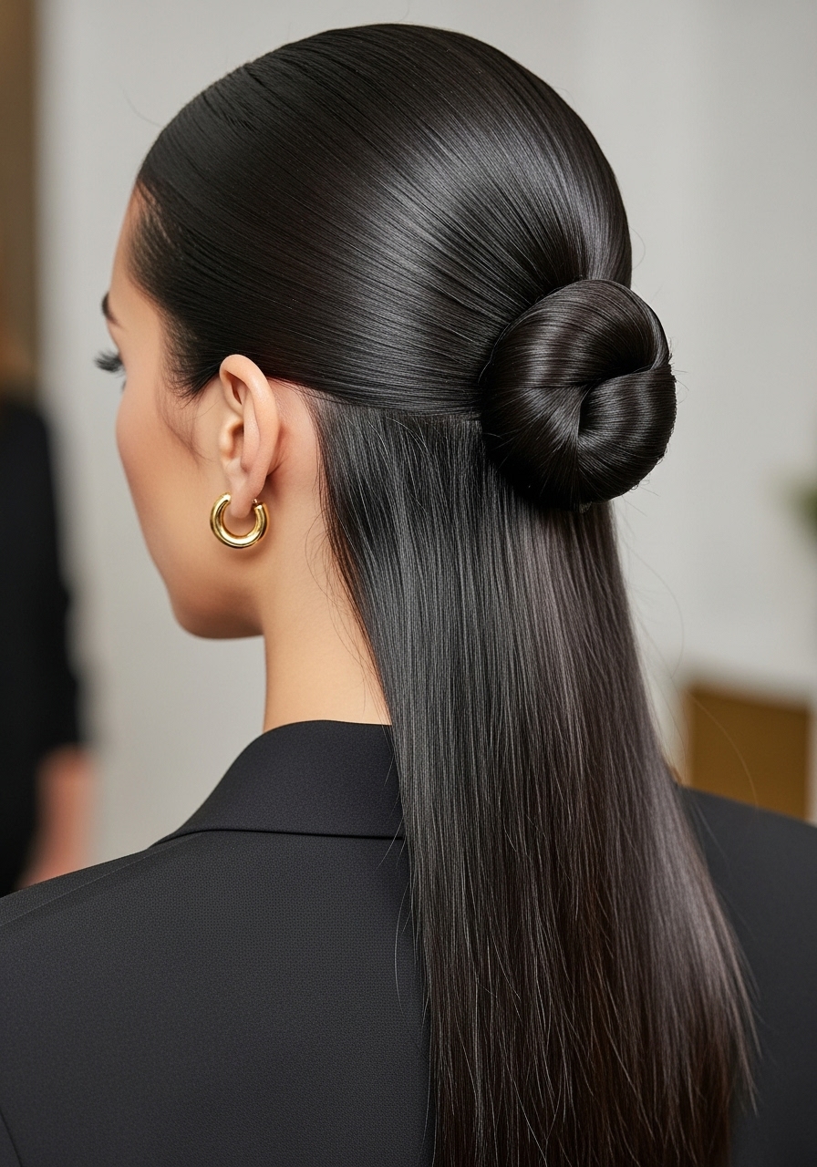 Sleek Half-Up Low Knot Sleek Half-Up Low Knot