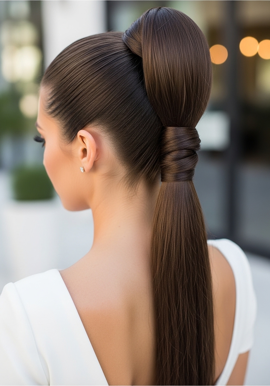 Sleek High Ponytail with a Twist Sleek High Ponytail with a Twist