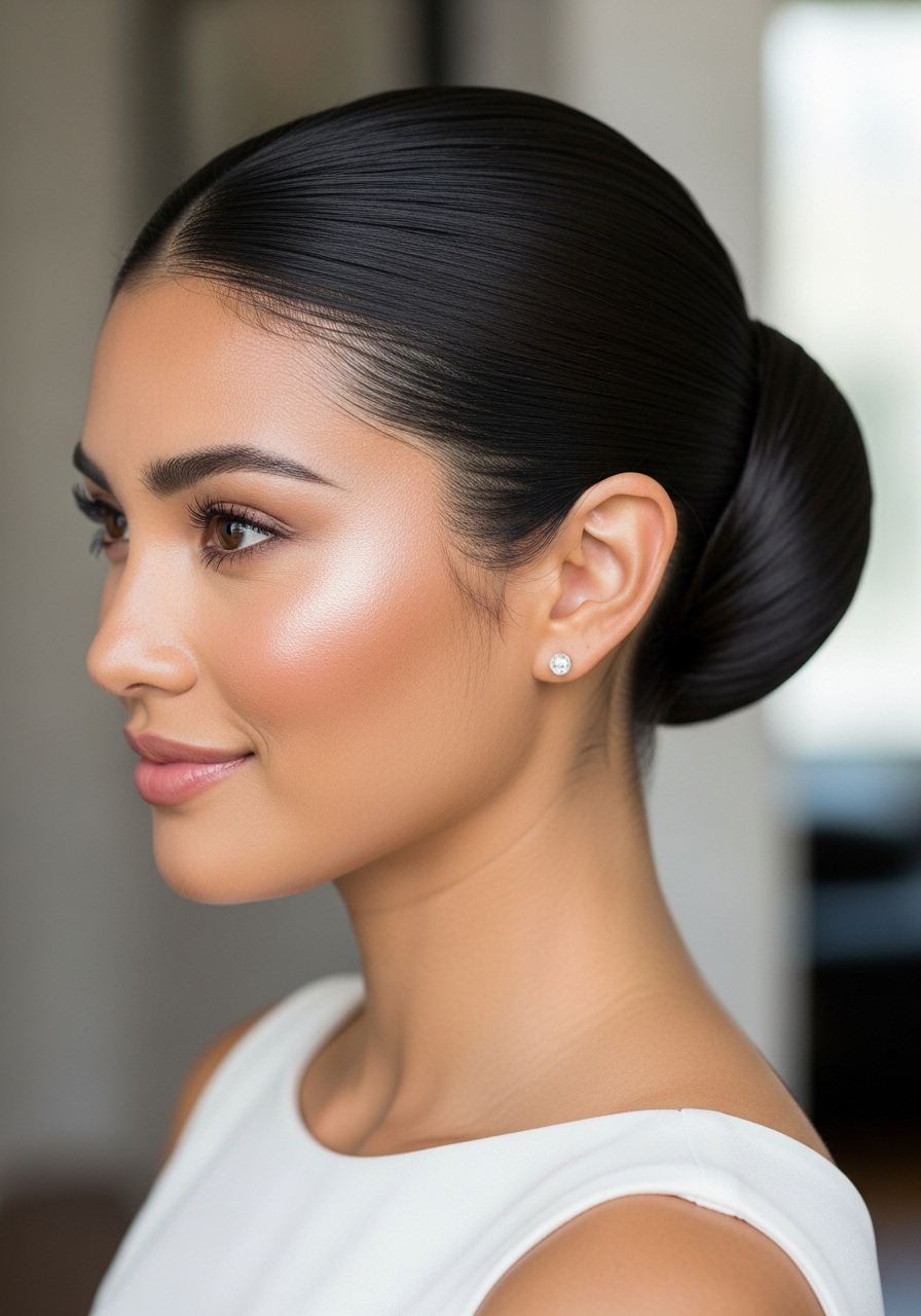 Sleek Low Bun with Edge Control Sleek Low Bun with Edge Control