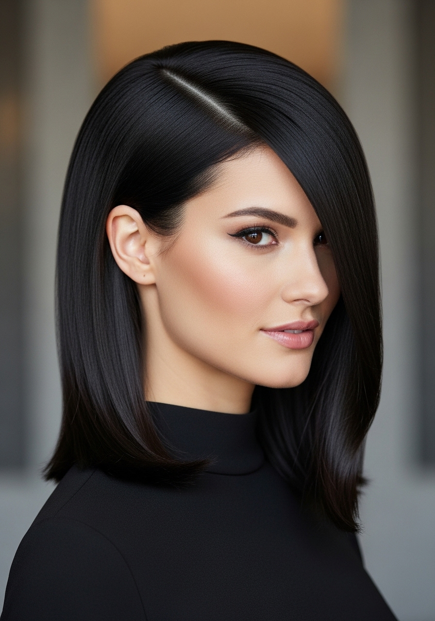 Sleek Side Part with Tucked Ends Sleek Side Part with Tucked Ends