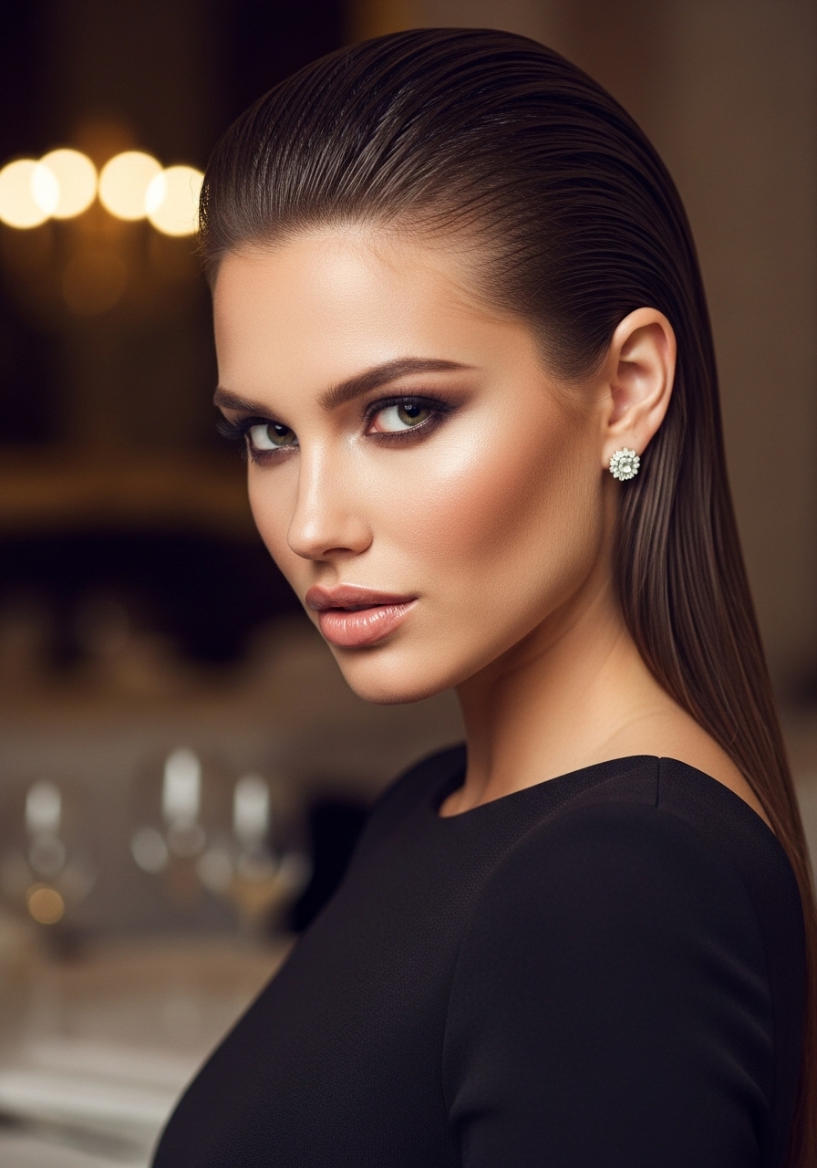 Slicked-Back Middle Part Slicked-Back Middle Part