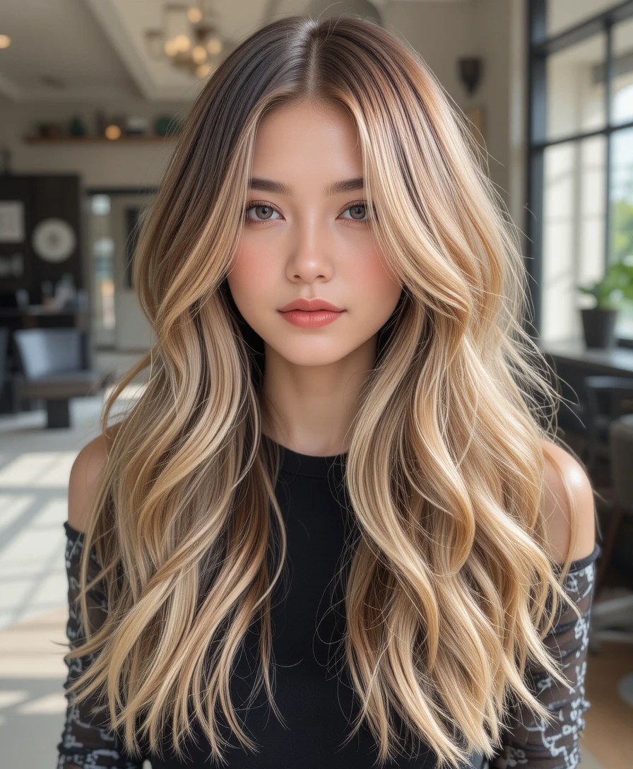 Soft Long Layers with Face-Framing Highlights Soft Long Layers with Face-Framing Highlights