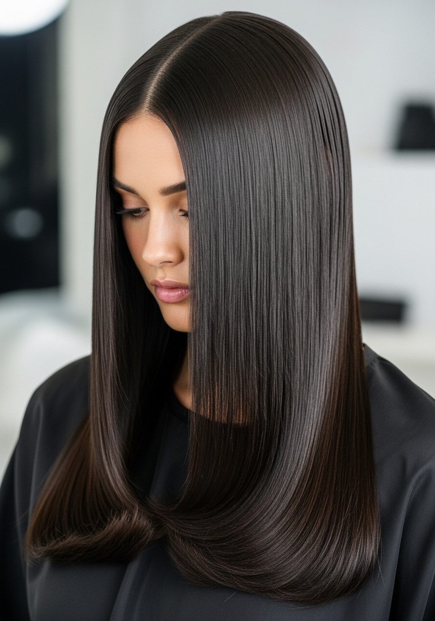 Straight and Glossy Middle-Parted Hair Straight and Glossy Middle-Parted Hair