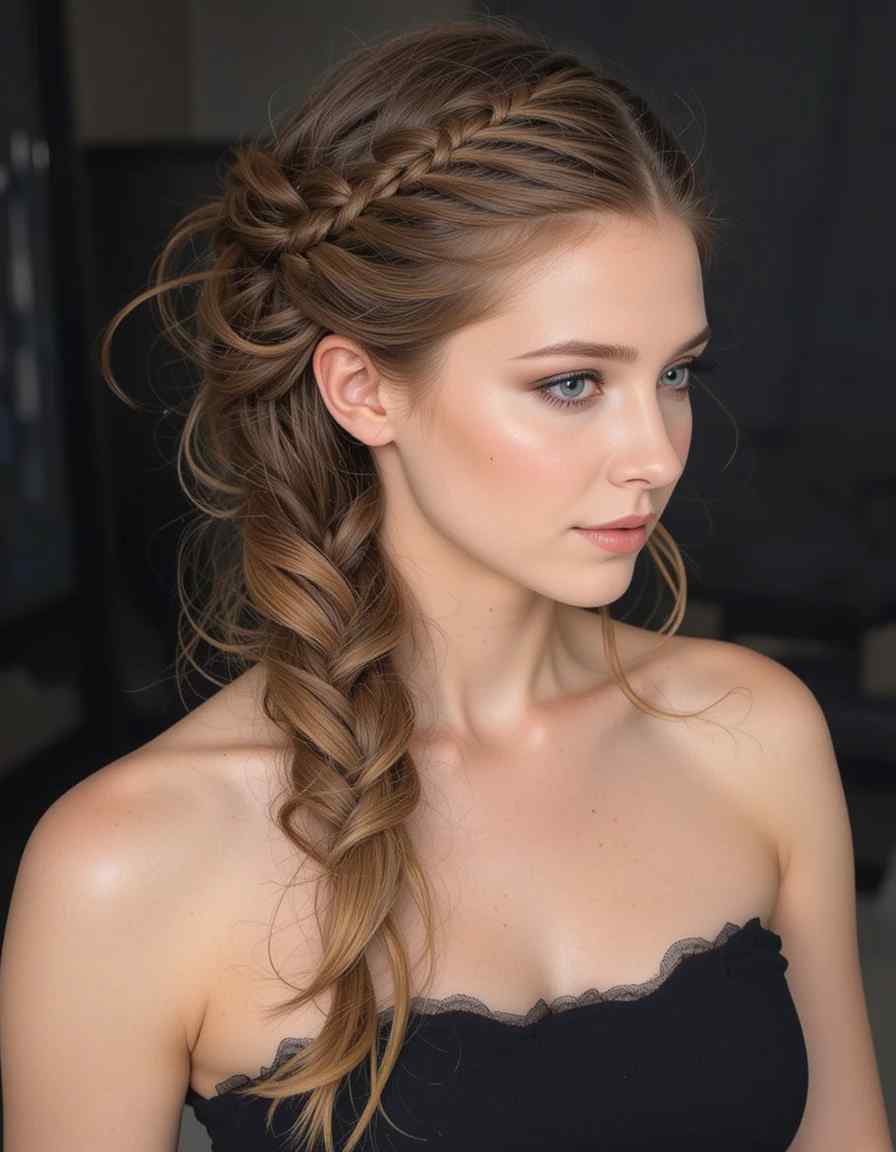 Textured Side-Swept Fishtail Braid Textured Side-Swept Fishtail Braid