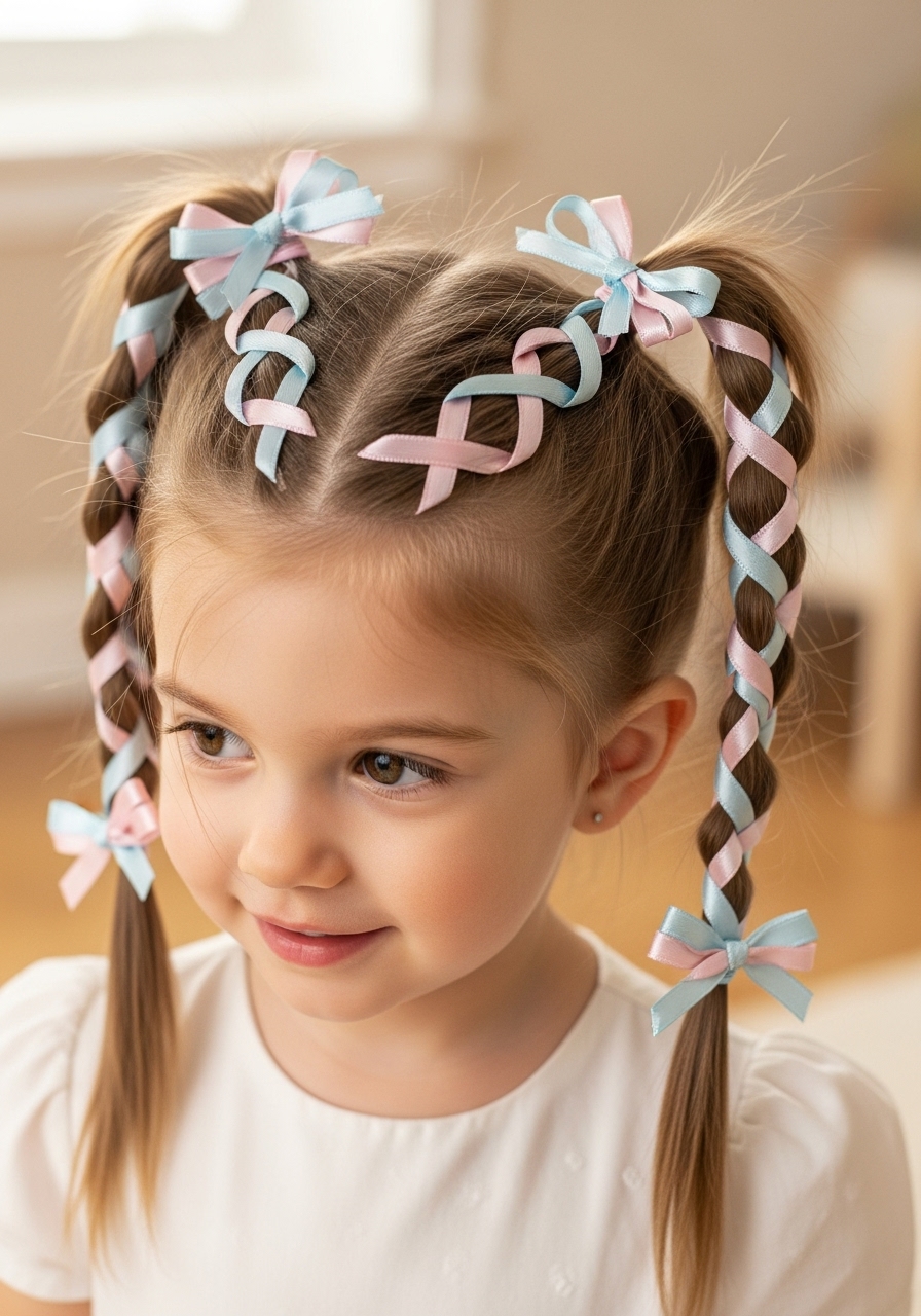 Toddler Hairstyles Girl with Ribbon Weave Toddler Hairstyles Girl with Ribbon Weave