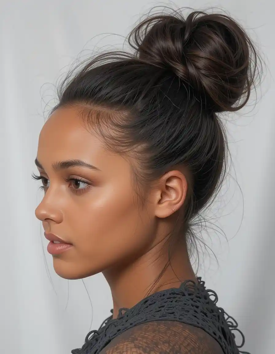 Top Knot with Sleek Sides Top Knot with Sleek Sides