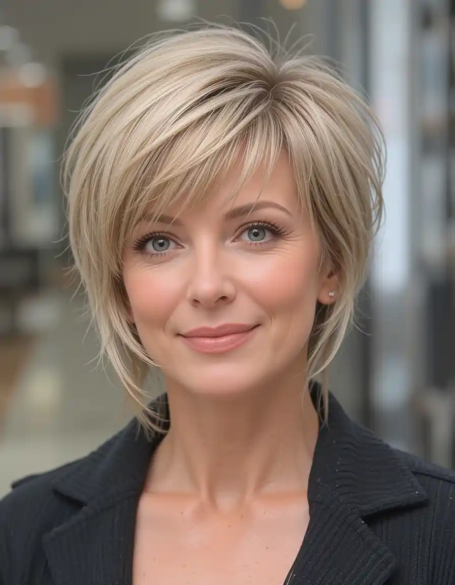 Tousled Pixie with Side Bangs for a Soft Look Tousled Pixie with Side Bangs for a Soft Look